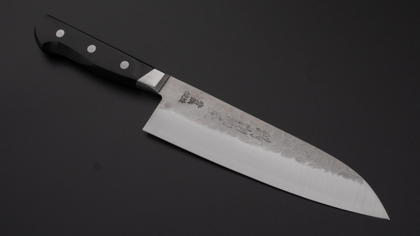 Hitohira Imojiya Kuma Blue #2 Nashiji Tsuchime Santoku 180mm Pakka Handle | HITOHIRA