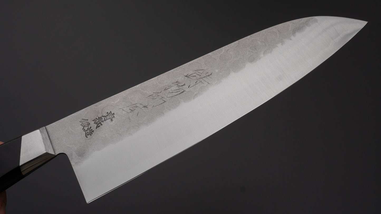 Hitohira Imojiya Kuma Blue #2 Nashiji Tsuchime Santoku 180mm Pakka Handle | HITOHIRA