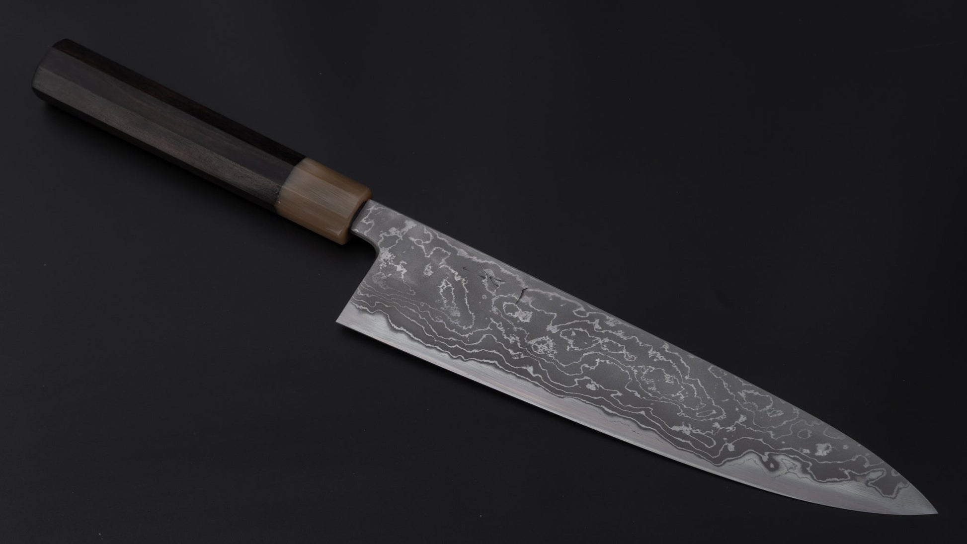 Hitohira Tanaka Kyuzo Vintage Swedish Carbon Limited Gyuto 240mm Taihei Ebony Handle (#2 (16) with Saya) | HITOHIRA