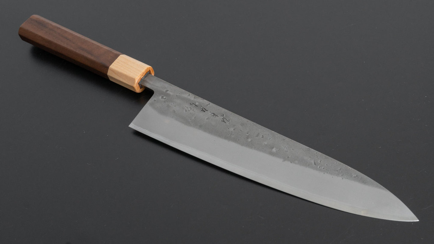 Hitohira TD Blue #2 Stainless Clad Nashiji Gyuto 210mm Walnut Handle - HITOHIRA