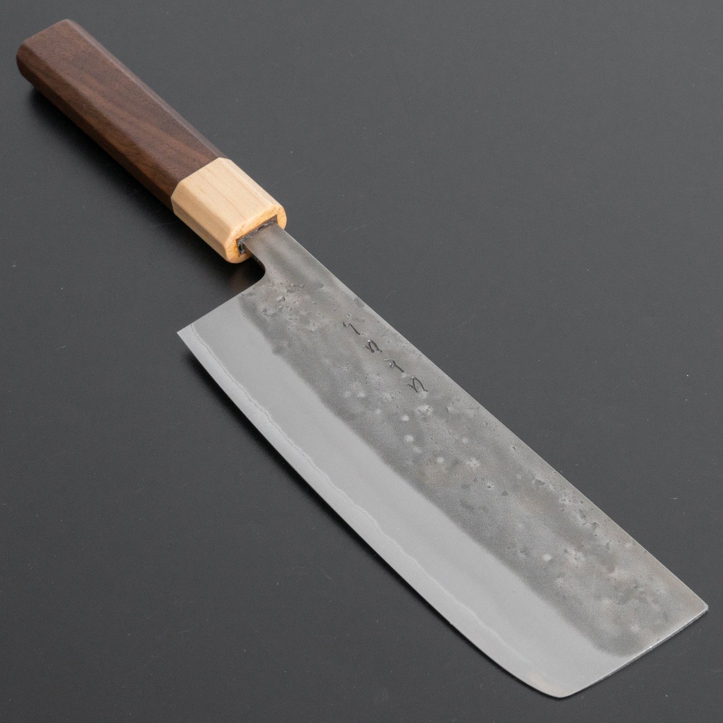 Hitohira TD Blue #2 Stainless Clad Nashiji Nakiri 165mm Walnut Handle - HITOHIRA