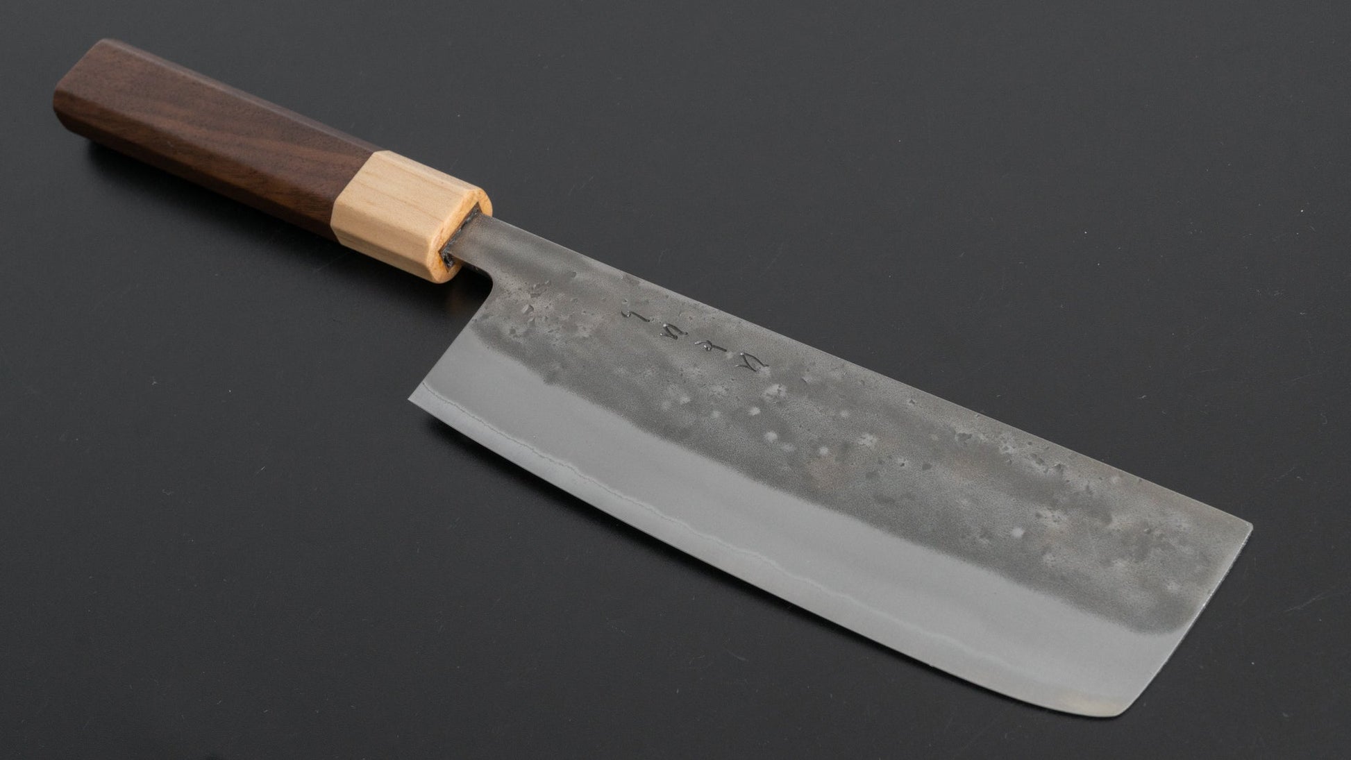 Hitohira TD Blue #2 Stainless Clad Nashiji Nakiri 165mm Walnut Handle - HITOHIRA