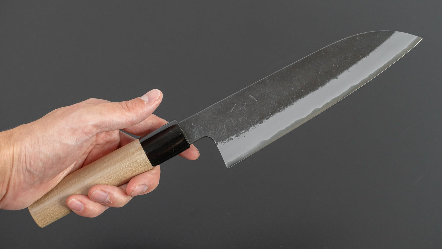 Hitohira Hinode Nashiji White #2 Stainless Clad Santoku 180mm Ho Wood Handle | HITOHIRA