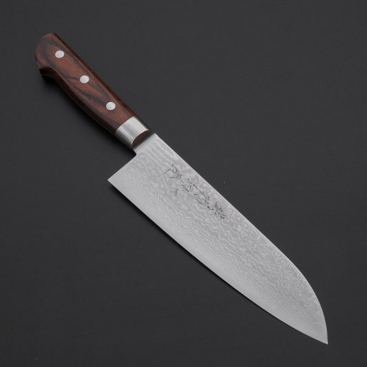 Hitohira Imojiya ST Damascus Santoku 180mm Imitation Mahogany Handle | HITOHIRA