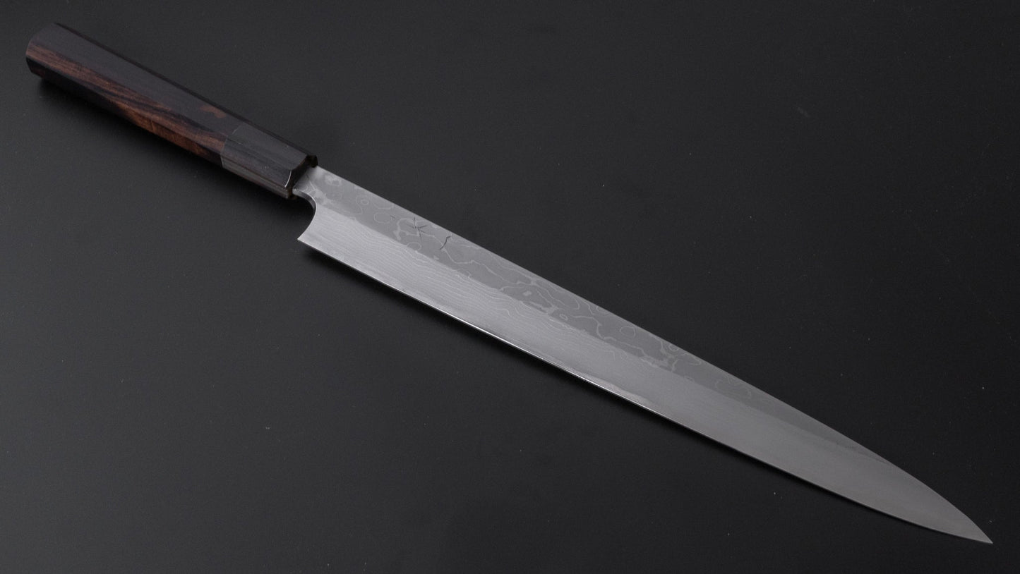 Hitohira Togashi White #1 Damascus Yanagiba 300mm Ebony Handle (Saya) - HITOHIRA