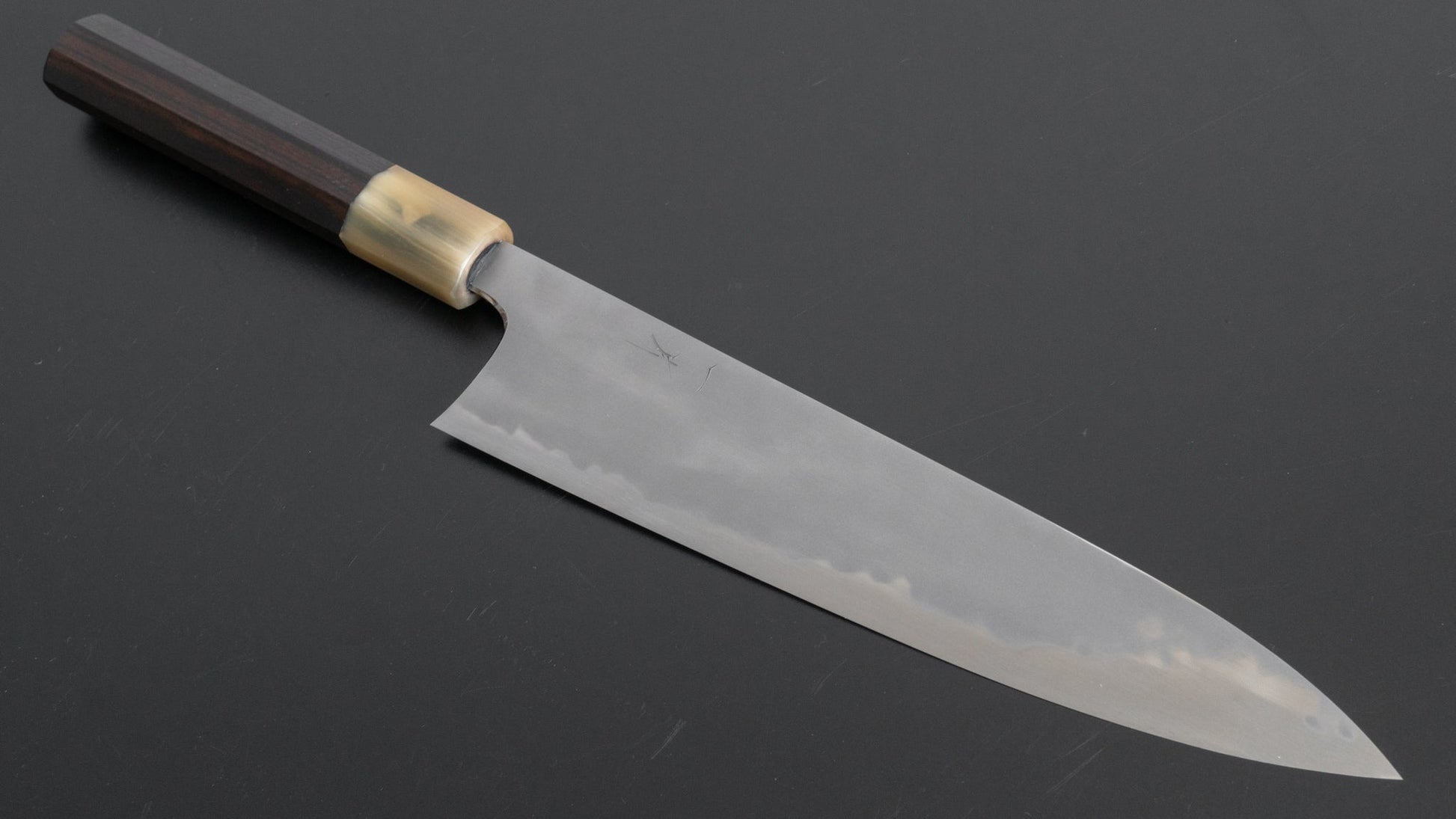 Hitohira Tanaka Yohei White #1 Kasumi Gyuto 240mm Taihei Makassar Ebony Handle - HITOHIRA