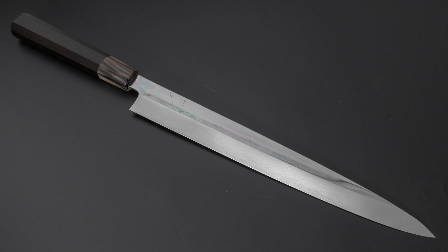 Hitohira Kikuchiyo Mosuke White #1 Mizu Honyaki Yanagiba 300mm Ebony Handle (Saya) - HITOHIRA