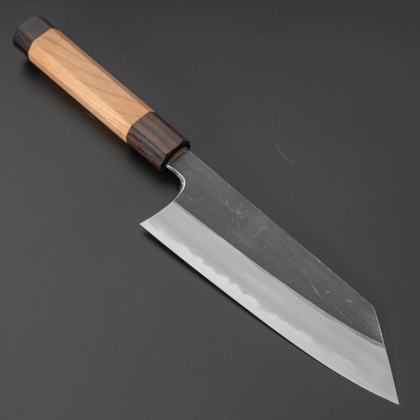 Hitohira Togashi Blue #2 Kurouchi Bunka Cherry Wood Handle (Ebony End) - HITOHIRA