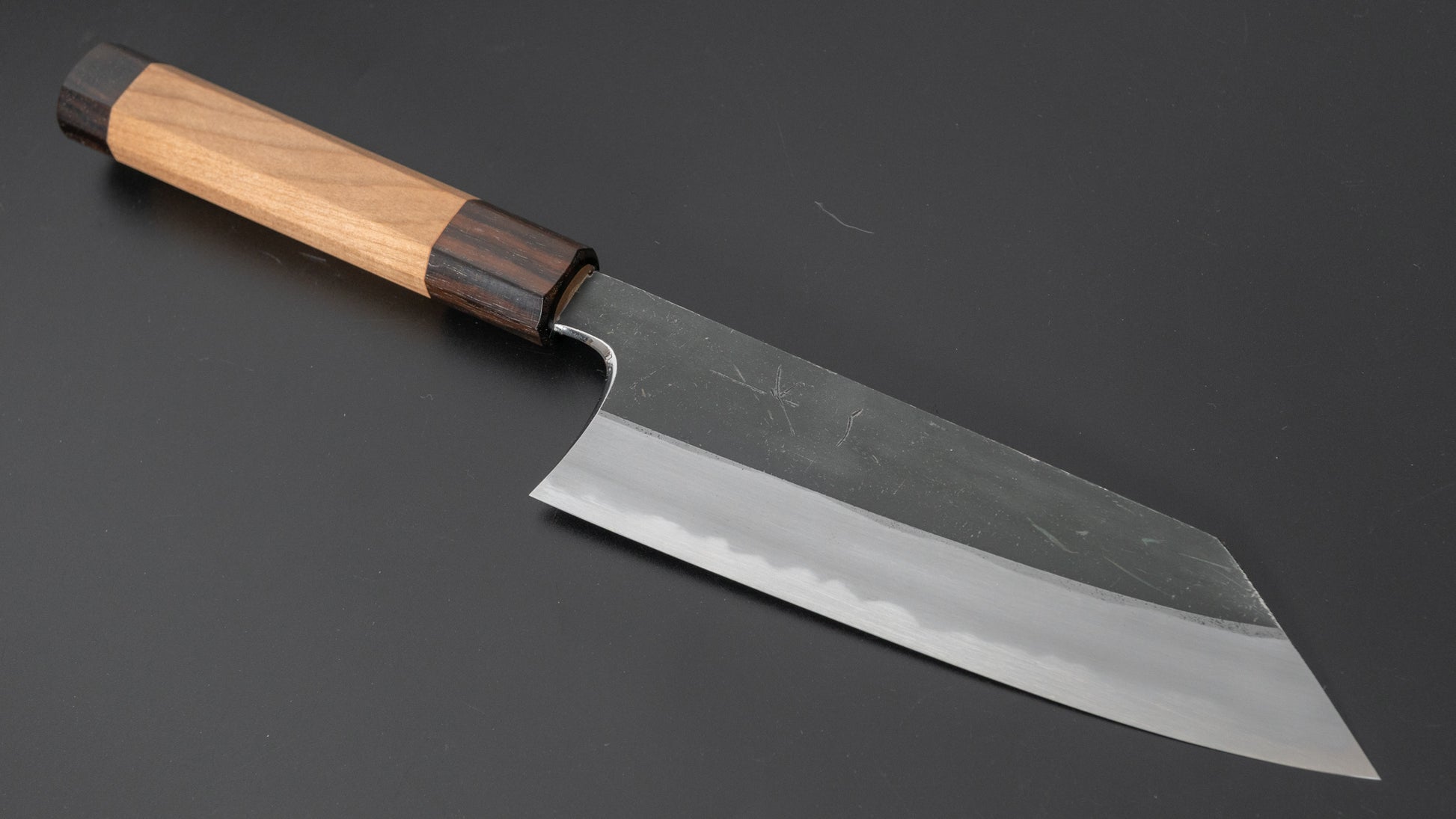 Hitohira Togashi Blue #2 Kurouchi Bunka Cherry Wood Handle (Ebony End) - HITOHIRA