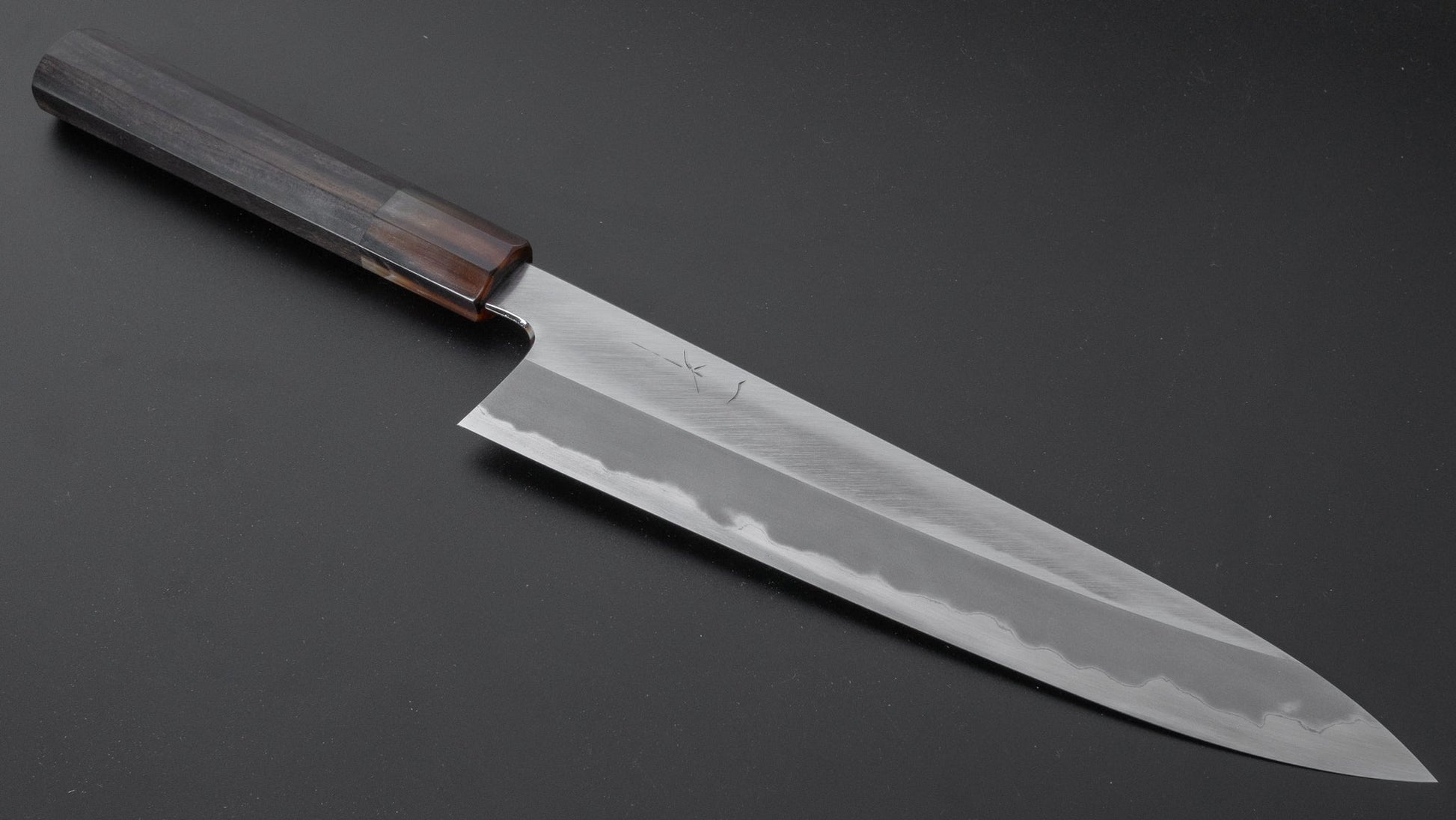 Hitohira Tanaka Kyuzo Vintage Swedish Carbon Migaki Gyuto 240mm Taihei Ebony Handle (Saya) - HITOHIRA