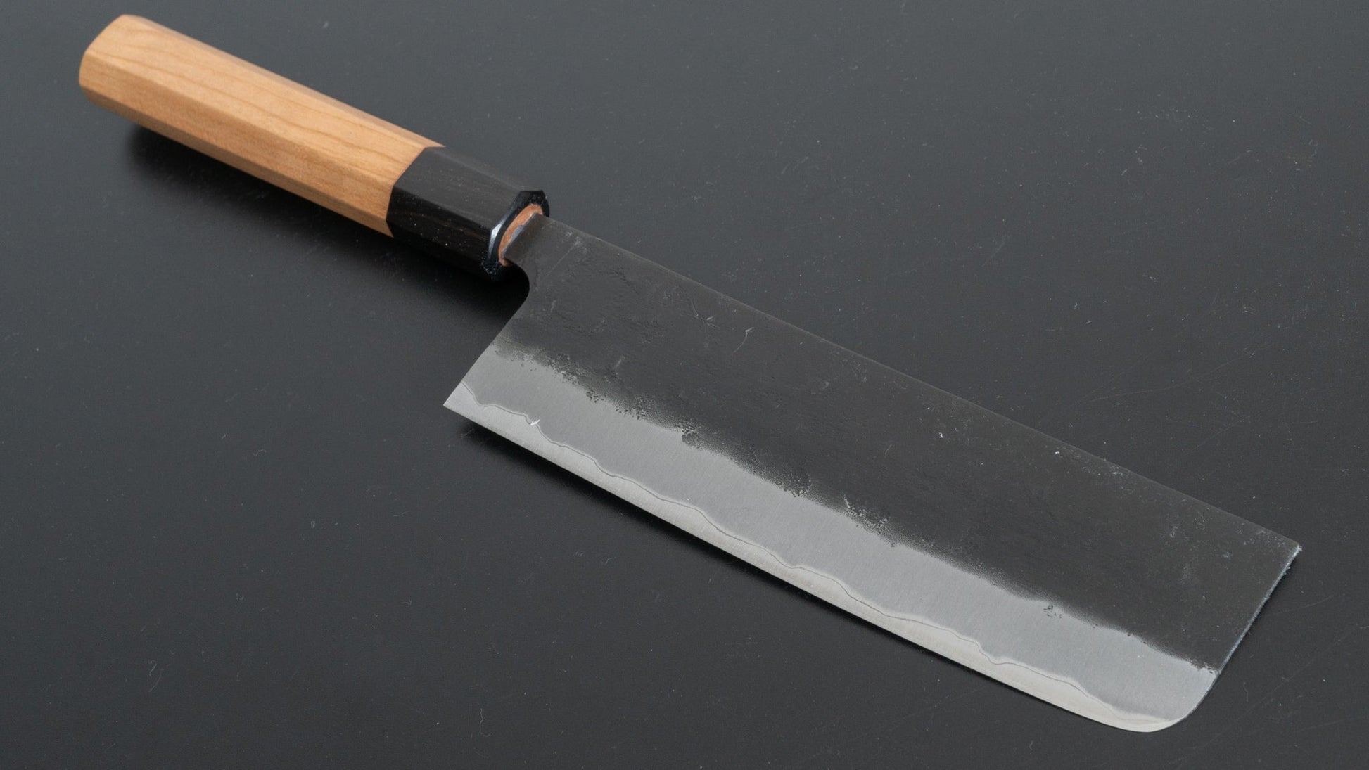 Hitohira Futana SB Kuro Nashiji Nakiri 165mm Cherry Wood Handle - HITOHIRA