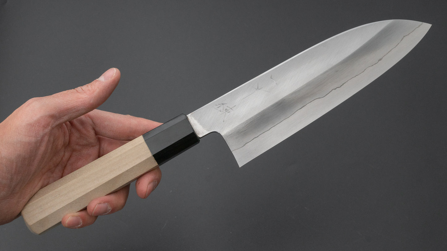 Hitohira Kikuchiyo Ren Silver #3 Santoku 180mm Ho Wood Handle - HITOHIRA