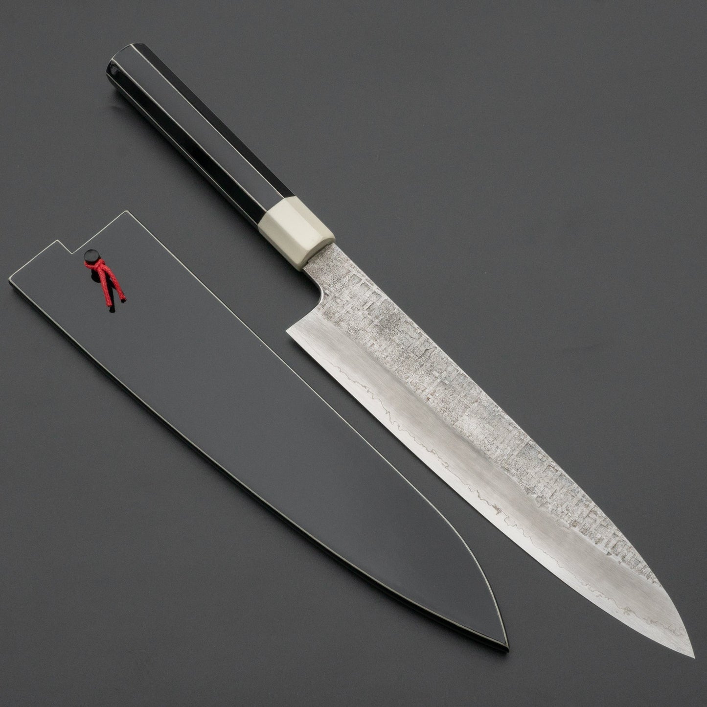 Hitohira Kikuchiyo Rikichi Amime Silver #3 Gyuto 240mm Lacquered Handle (Saya) | HITOHIRA