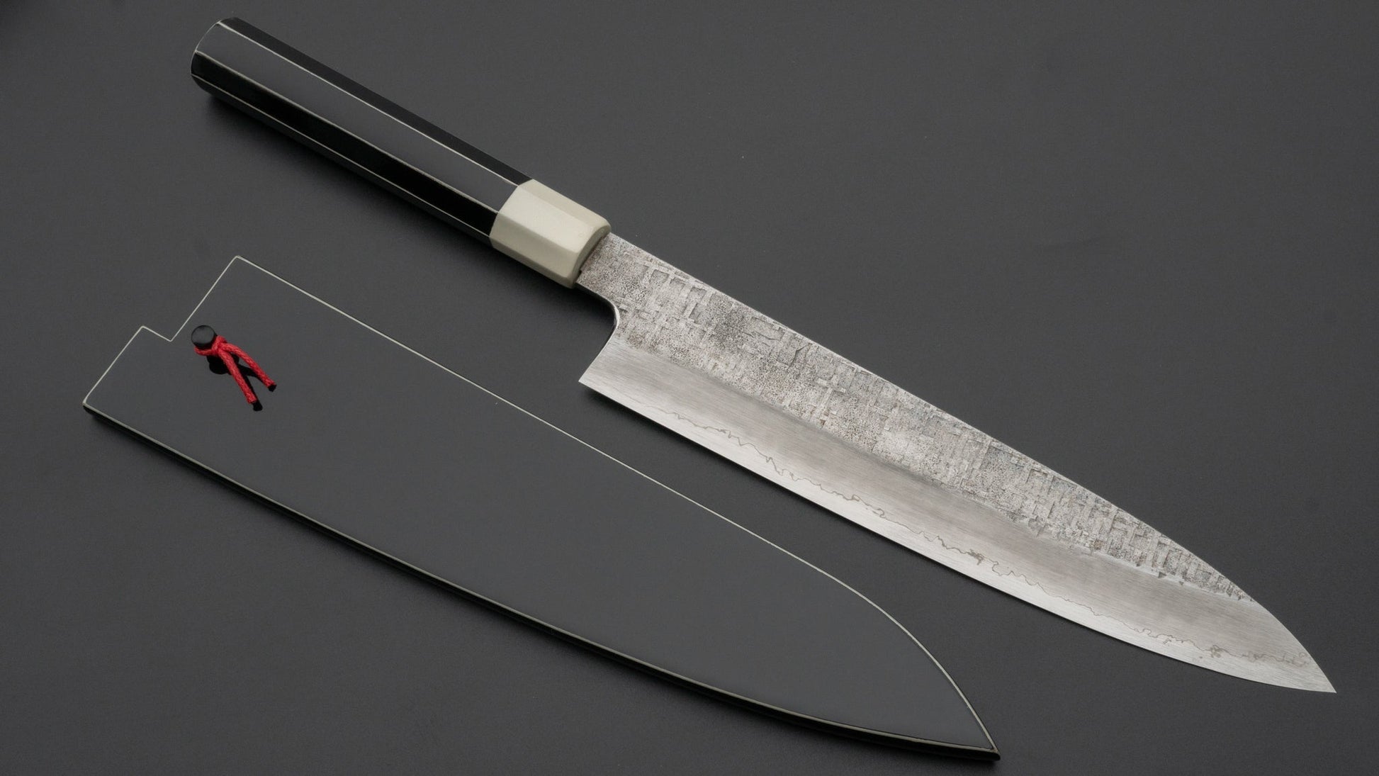 Hitohira Kikuchiyo Rikichi Amime Silver #3 Gyuto 240mm Lacquered Handle (Saya) | HITOHIRA