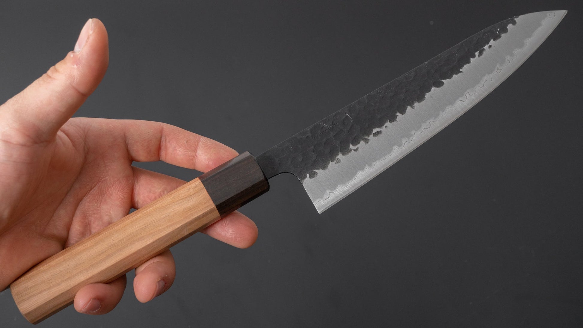 Hitohira Futana SB Kuro Tsuchime Gyuto 180mm Cherry Wood Handle - HITOHIRA