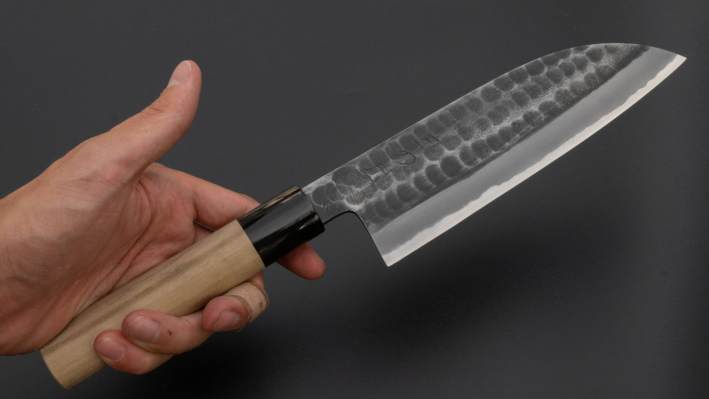 Hitohira Hinode Tsuchime White #2 Santoku 165mm Ho Wood Handle | HITOHIRA