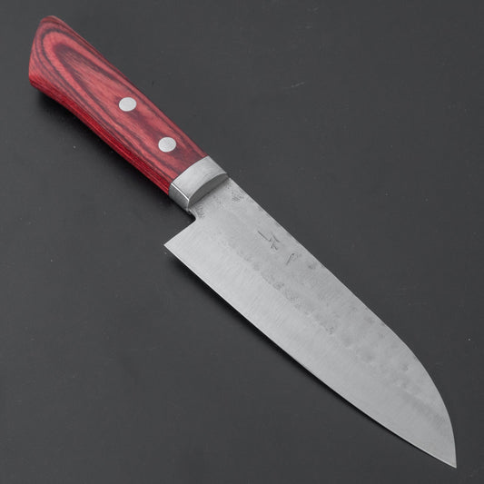 Hitohira NM Tsuchime Santoku 130mm Pakka Handle (Red) - HITOHIRA