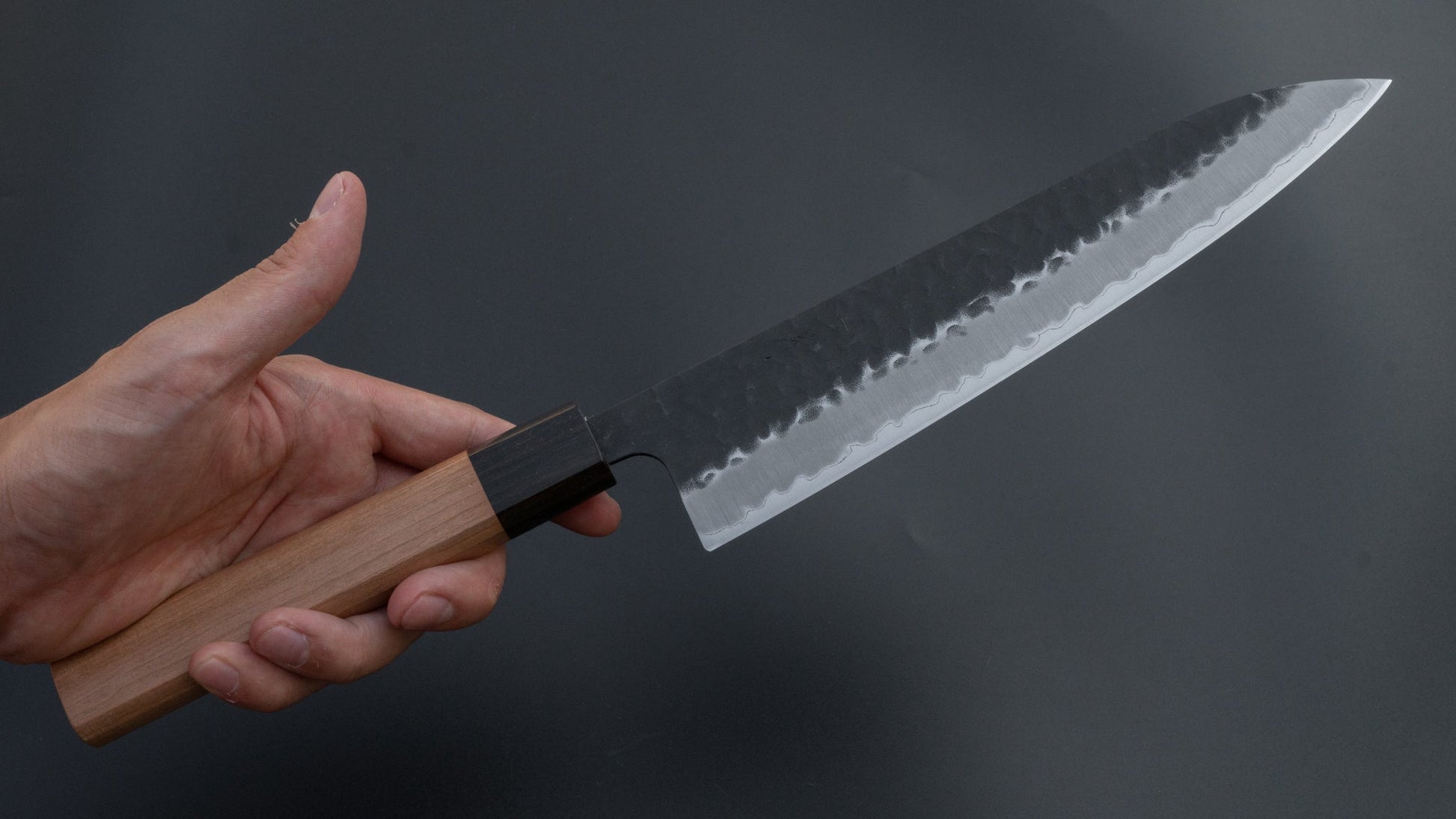 Hitohira Futana SB Kuro Tsuchime Gyuto 210mm Cherry Wood Handle | HITOHIRA