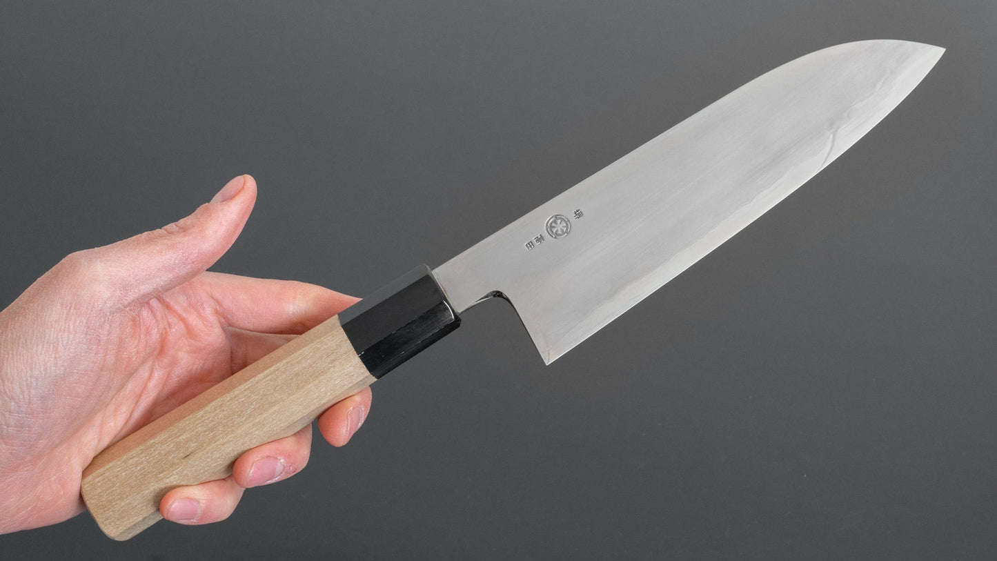 Takada no Hamono Blue #2 Suiboku Santoku 180mm Ho Wood Handle - HITOHIRA