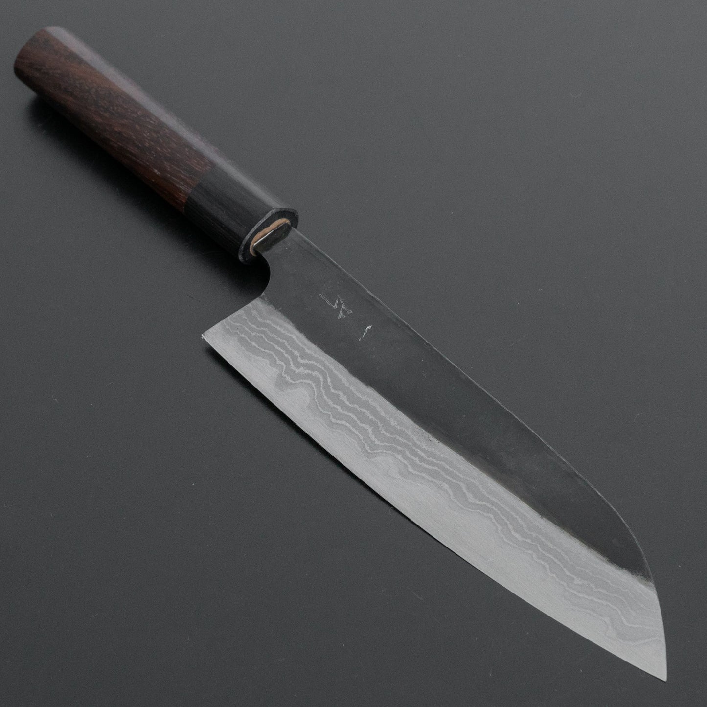 Hitohira HS White #2 Damascus Santoku 170mm Rosewood Handle - HITOHIRA