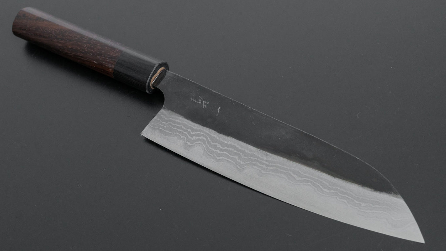 Hitohira HS White #2 Damascus Santoku 170mm Rosewood Handle - HITOHIRA