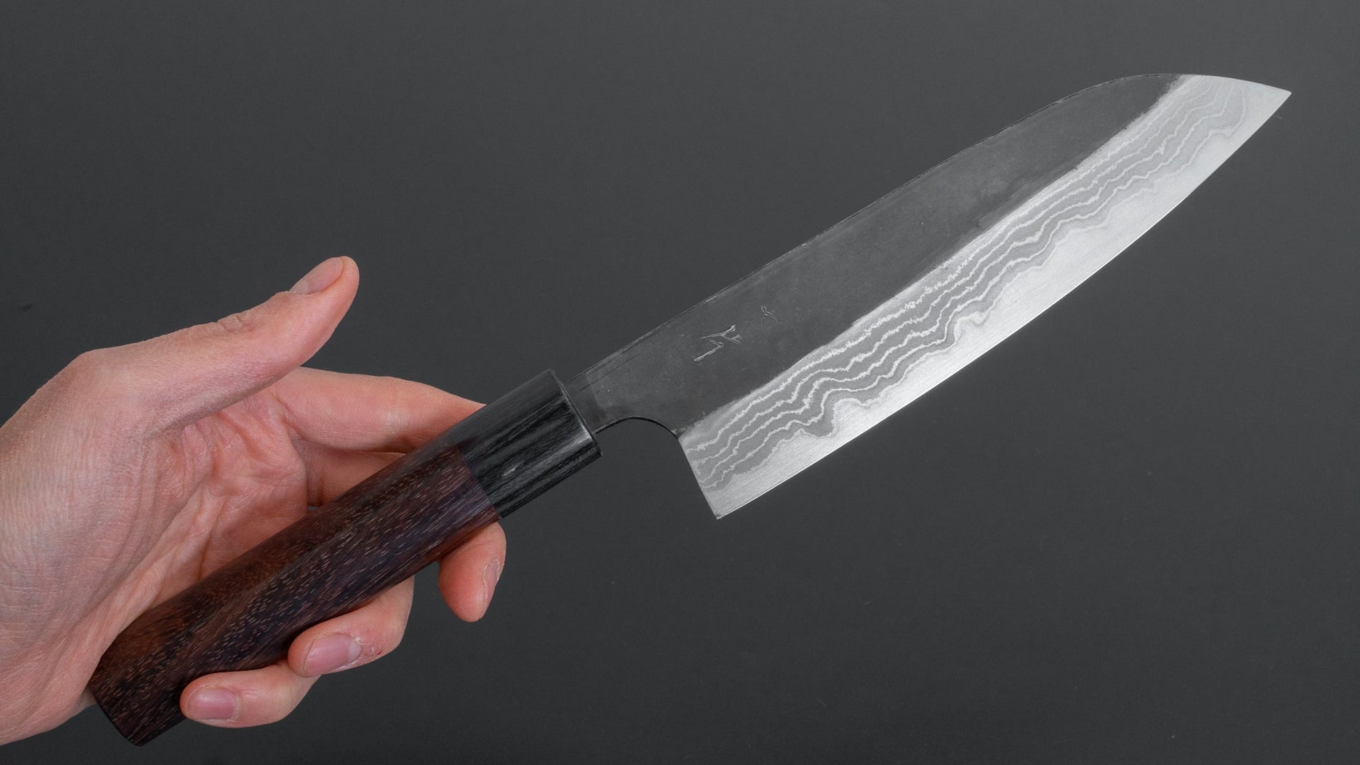 Hitohira HS White #2 Damascus Santoku 170mm Rosewood Handle - HITOHIRA