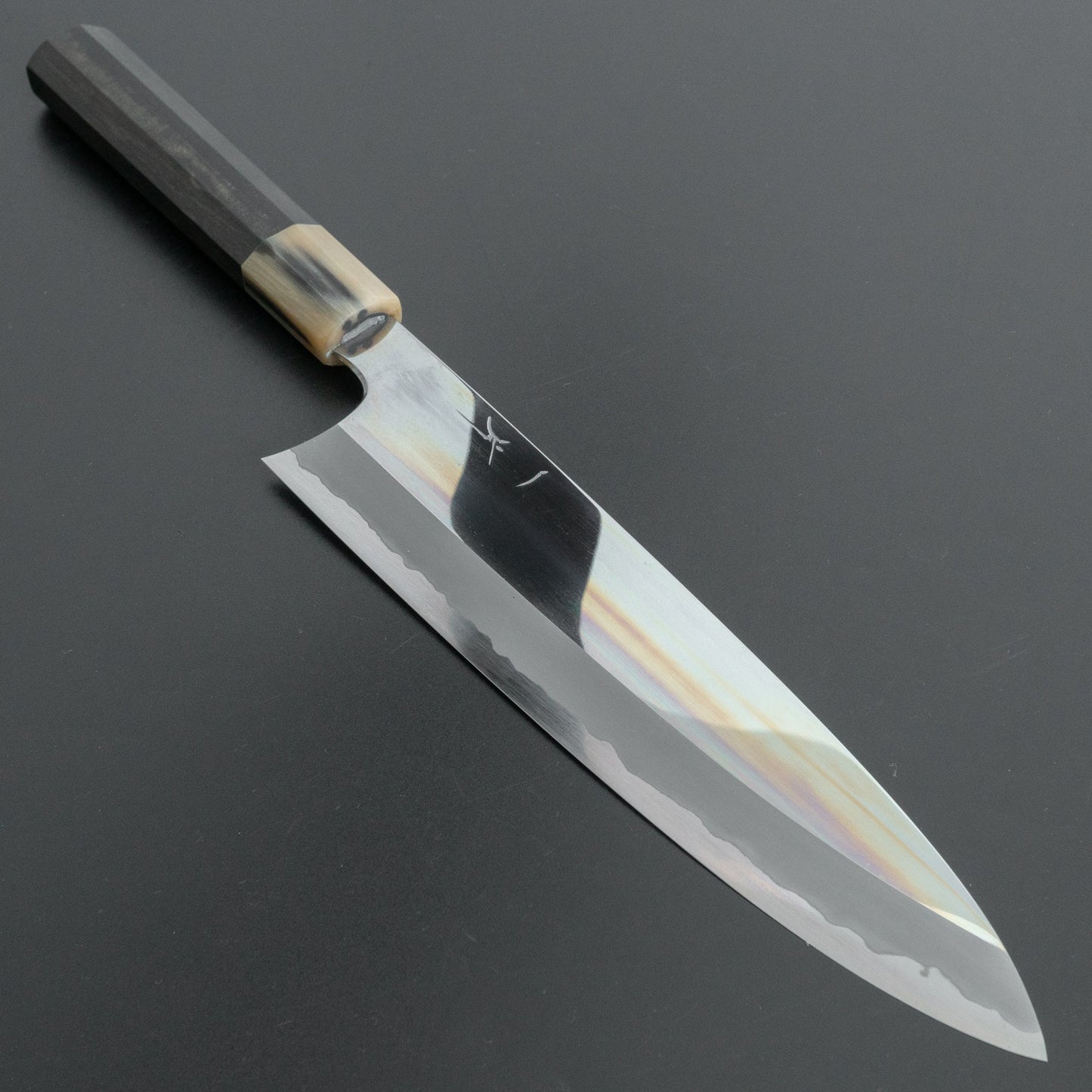 Hitohira Togashi Blue #1 Stainless Clad Gyuto 240mm Taihei Ebony Handle (Mirror Polished) - HITOHIRA