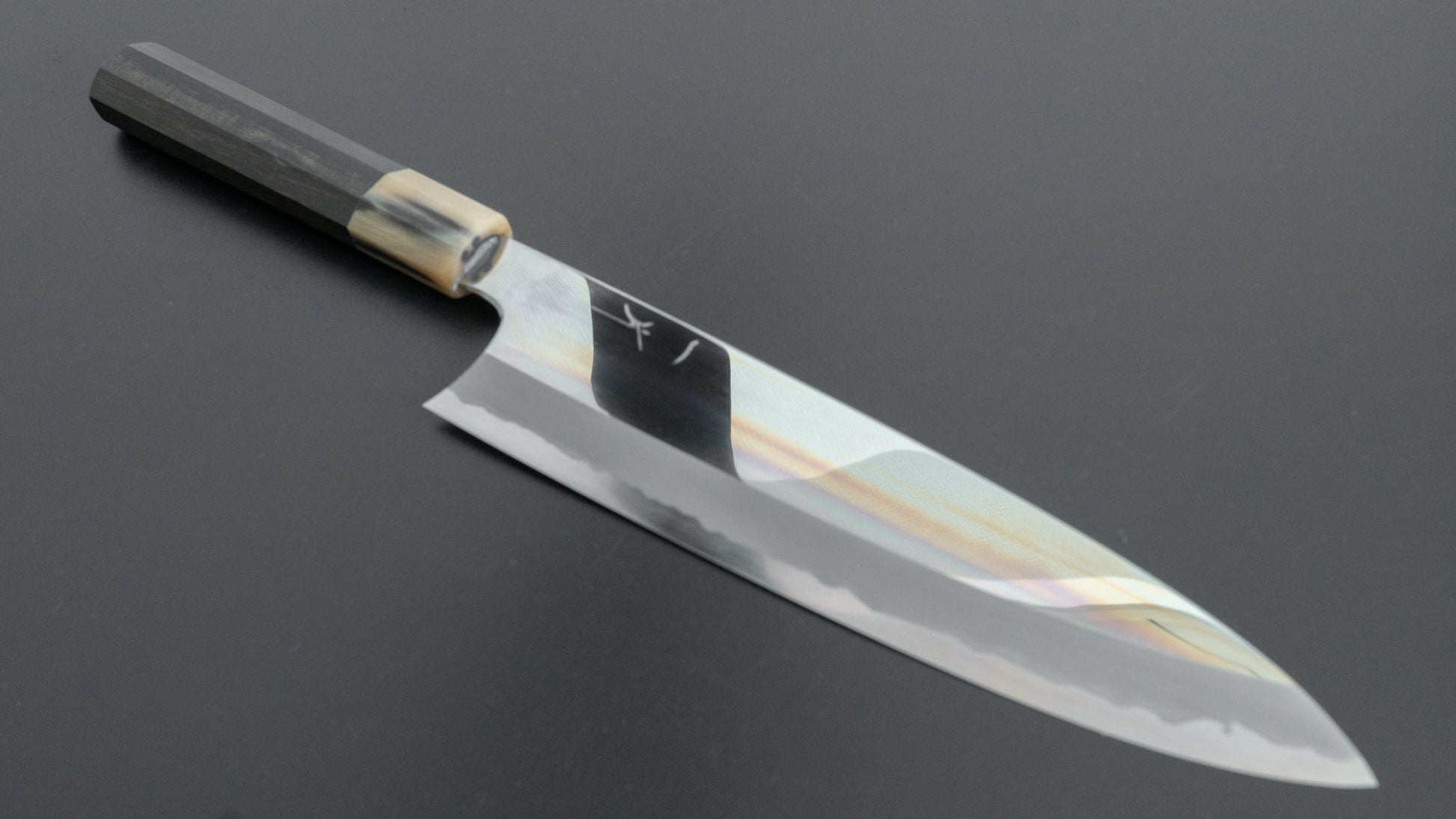 Hitohira Togashi Blue #1 Stainless Clad Gyuto 240mm Taihei Ebony Handle (Mirror Polished) - HITOHIRA