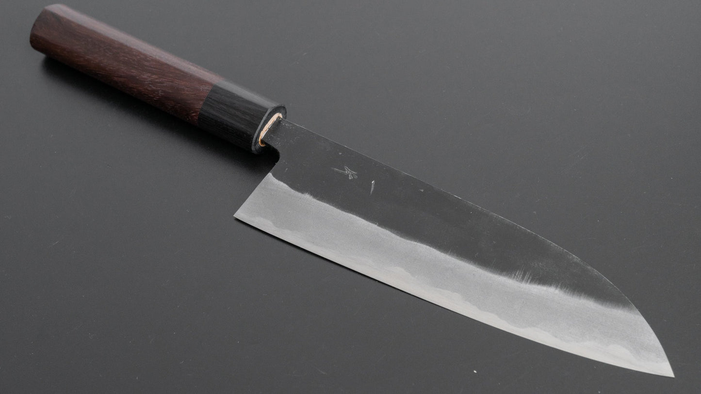 Hitohira MS Kurouchi Blue #2 Santoku 165mm Rosewood Handle - HITOHIRA