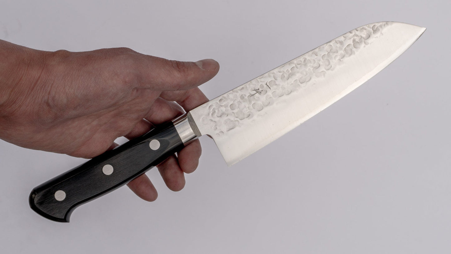 Hitohira T10 Tsuchime Santoku 170mm Pakka Handle - HITOHIRA