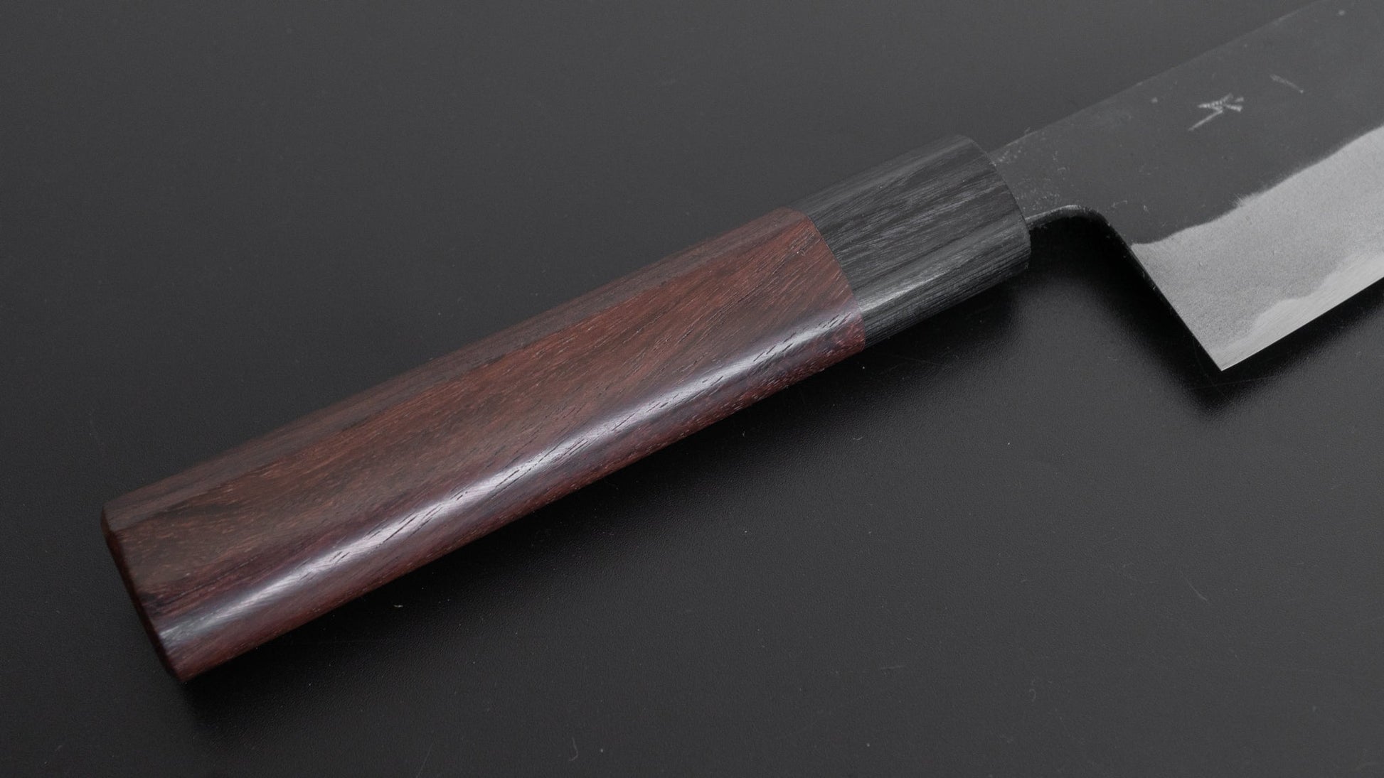 Hitohira MS Kurouchi Blue #2 Santoku 165mm Rosewood Handle - HITOHIRA