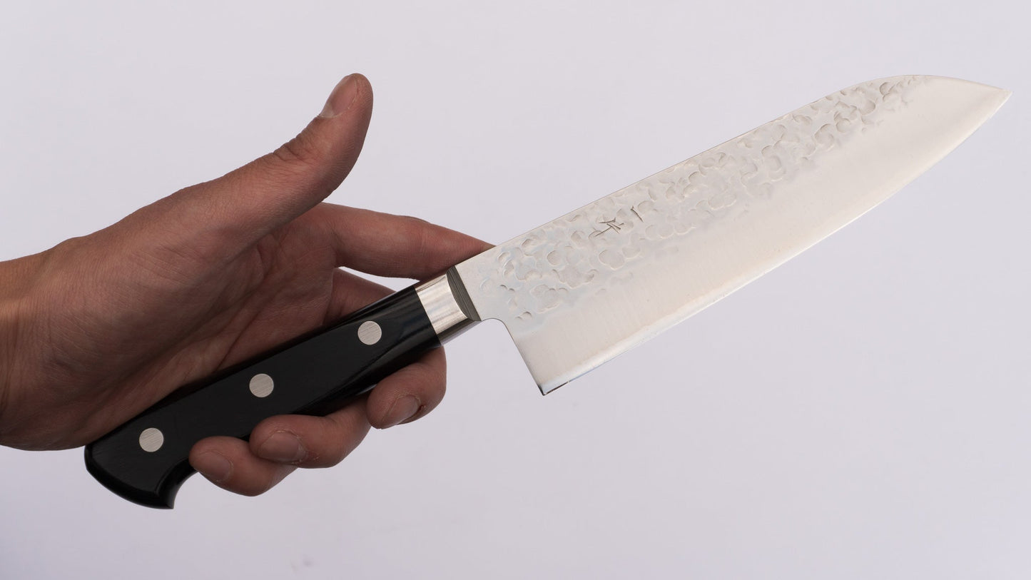 Hitohira T10 Tsuchime Santoku 170mm Pakka Handle - HITOHIRA