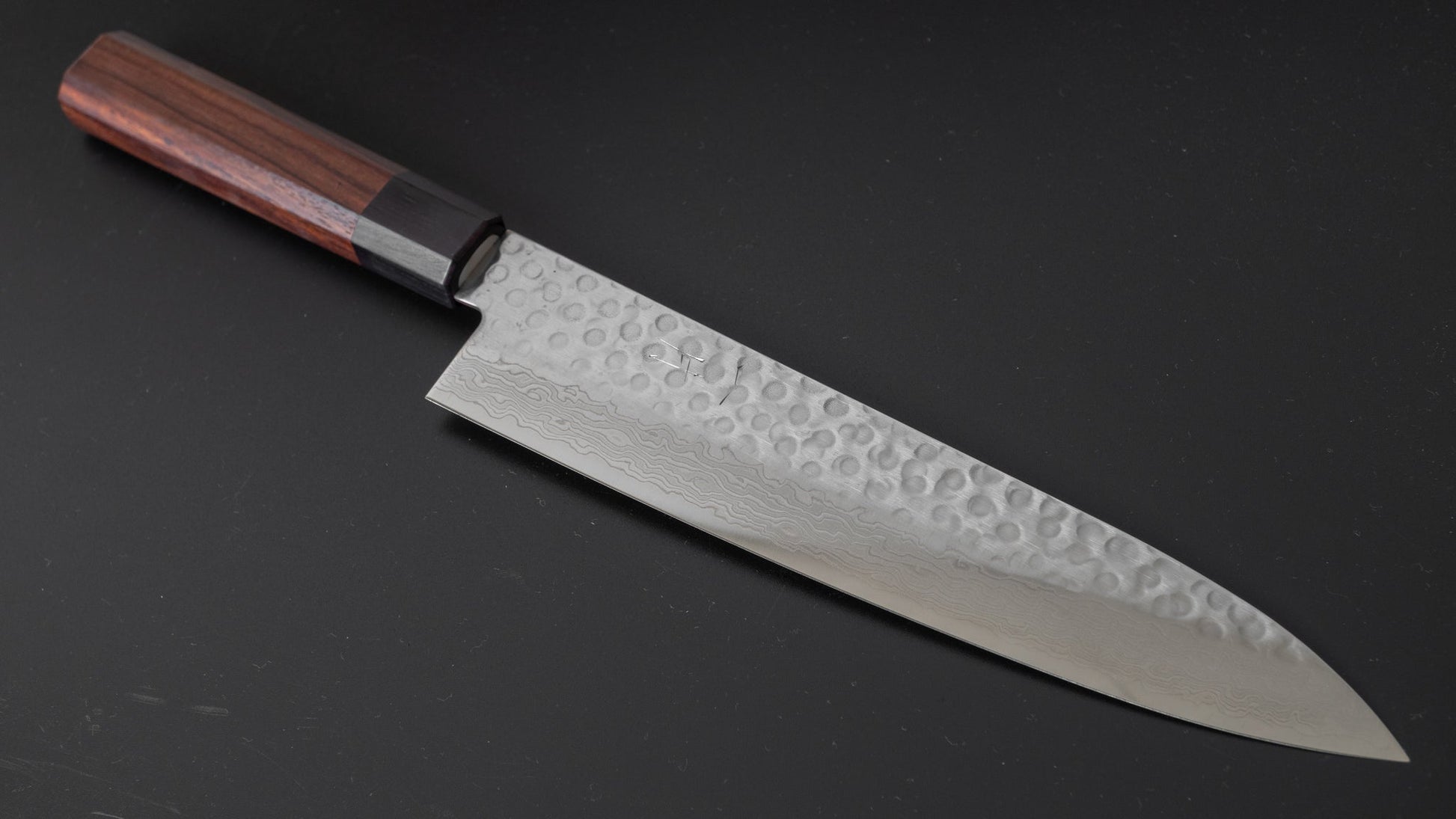 Hitohira HG Tsuchime Damascus Gyuto 210mm Rosewood Handle (Original Handle) | HITOHIRA