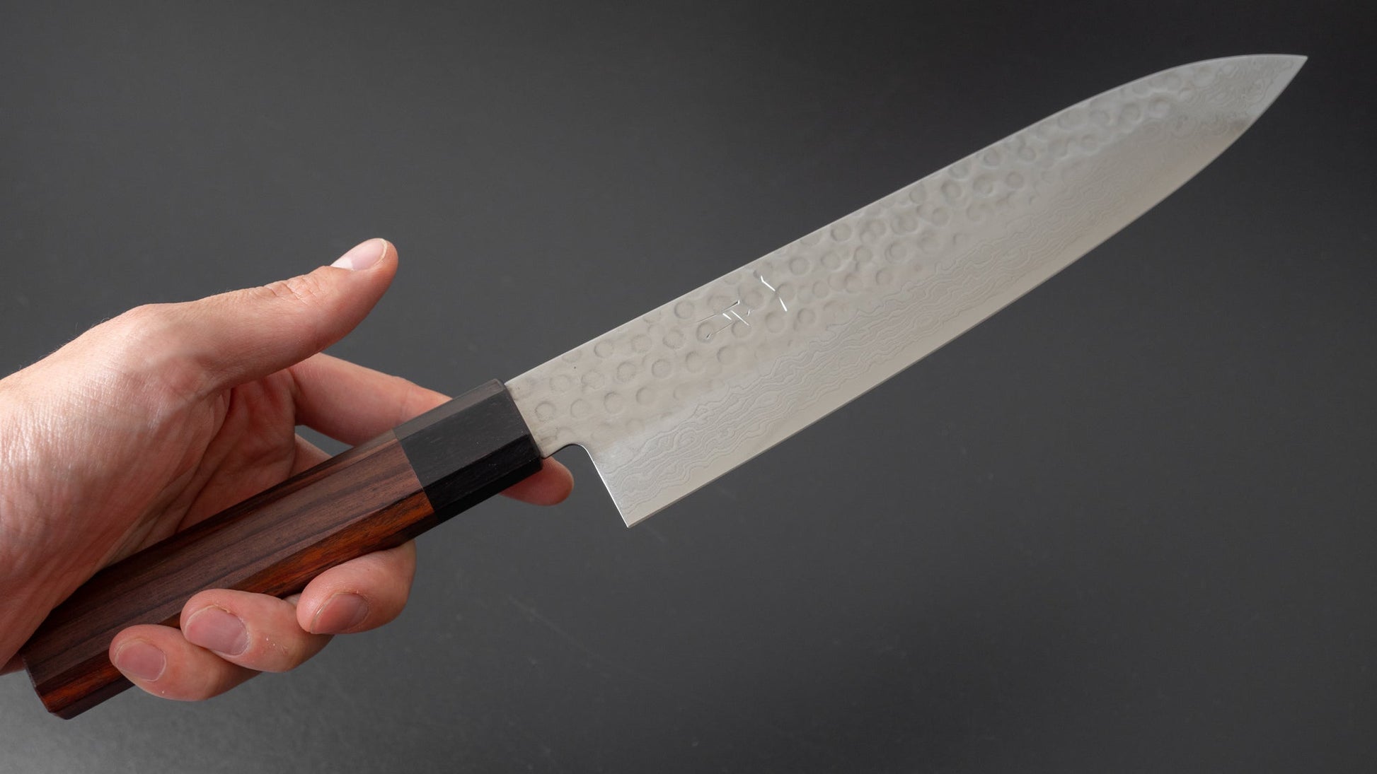 Hitohira HG Tsuchime Damascus Gyuto 210mm Rosewood Handle (Original Handle) | HITOHIRA