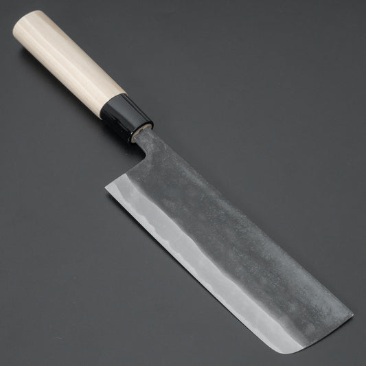 Morihei Kikuyu White #2 Kurouchi Nakiri 165mm Poplar Handle - HITOHIRA