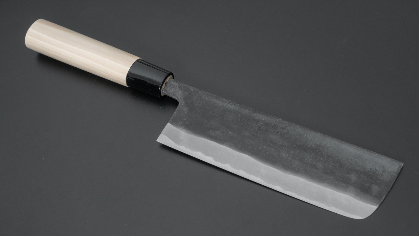 Morihei Kikuyu White #2 Kurouchi Nakiri 165mm Poplar Handle - HITOHIRA