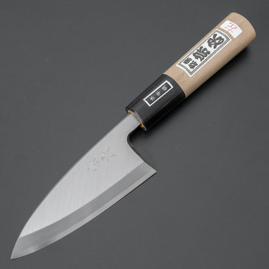 Morihei Munetsugu White #2 Left-Handed Deba 105mm Ho Wood Handle - HITOHIRA