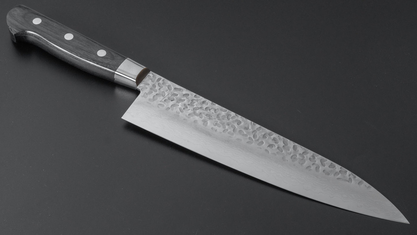 Hitohira Imojiya ST Tsuchime Damascus Gyuto 210mm Pakka Handle (Yo) - HITOHIRA